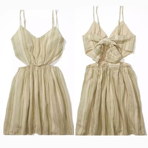 American Eagle Outfitters Striped Mini Dress - Beige and White - Picture 2 of 13